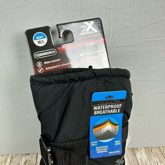 ZeroXposur Snow Gloves Men’s M/L Thinsulate Waterproof Breathable Black Warmest - Picture 2 of 4